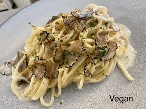Summer truffle pasta - vegan at Perle Restaurant in Pasadena