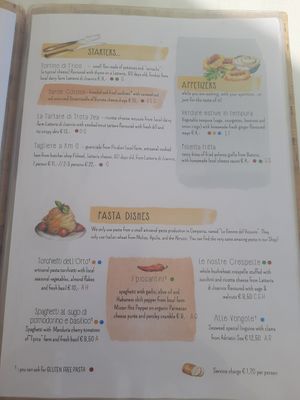 Menu in English at Il Melograno in Palmanova