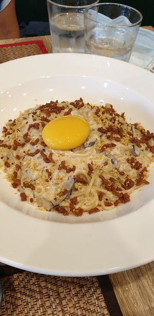 Vegan carbonara at The Vegano Bistro in Chiang Mai