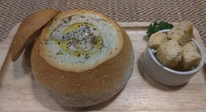 Creamy mushroom soup. at The Vegano Bistro in Chiang Mai