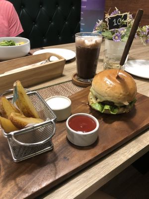 Green burger  at The Vegano Bistro in Chiang Mai