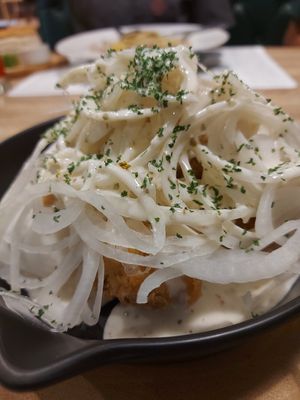 Breaded Cauliflower with onions and mayo at The Vegano Bistro in Chiang Mai