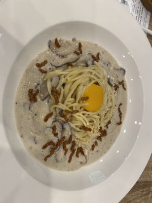 Carbonara pasta  at The Vegano Bistro in Chiang Mai