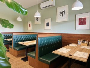 Booth seating   at The Vegano Bistro in Chiang Mai