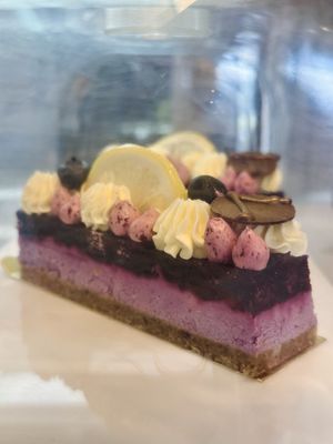 Gluten-free blueberry mousse pie (145 THB)  at The Vegano Bistro in Chiang Mai