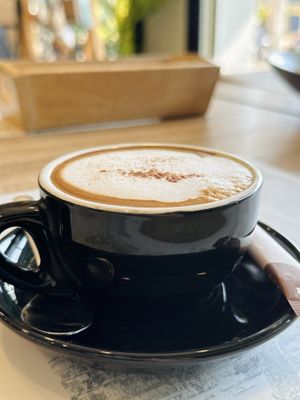 Cappuccino w/ oat milk (90 THB)  at The Vegano Bistro in Chiang Mai