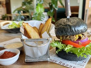 The Wimpy cheeseburger (275 THB)  at The Vegano Bistro in Chiang Mai