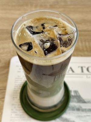 Espresso macha latte (95 THB)  at The Vegano Bistro in Chiang Mai