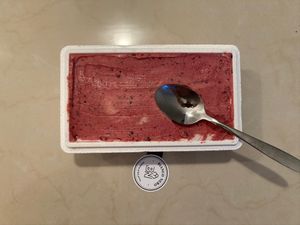 Frozen yogurt with berries and other fruits  at Bianco Nero in Tel Aviv