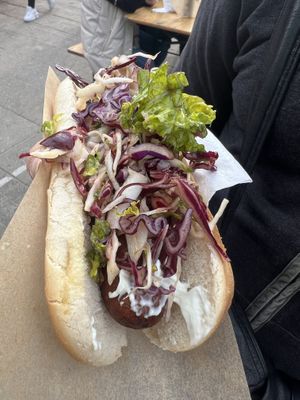 Danish veggie hot dog  at Nordic Hotdog in Copenhagen