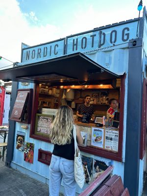 The hot dog stand!  at Nordic Hotdog in Copenhagen