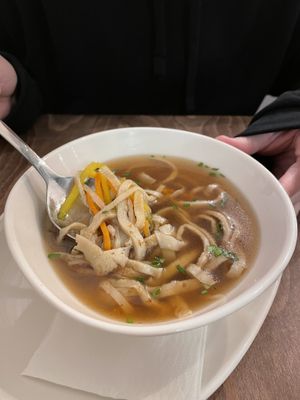 Soup with pancake strips at Velani in Vienna