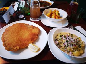 Wiener Schnitzel mit Erdäpfelsalat at Velani in Vienna