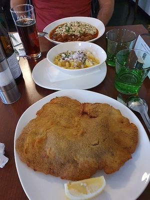 amazing schnitzel and potato salad at Velani in Vienna