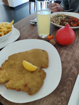 Schnitzel & Kürbis Gulasch at Velani in Vienna