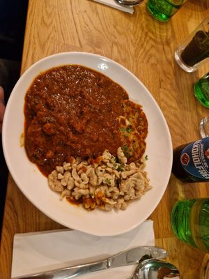 Gulasch with dumplings and spätzle at Velani in Vienna