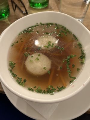 Grießknödelsuppe  at Velani in Vienna