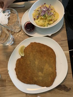 Wiener Schnitzel with potato salad  at Velani in Vienna