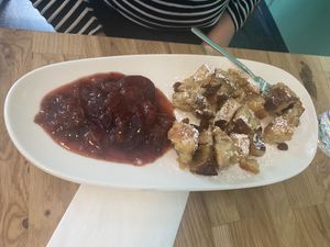 Kaiserschmarm with stewed damsons  at Velani in Vienna