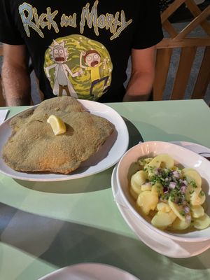 Wiener Schnitzel with potato salad  at Velani in Vienna