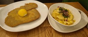 Vienner Schnitzel with potato Salat (16,50€) at Velani in Vienna