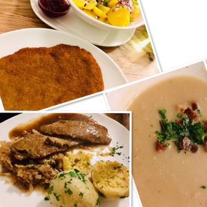 Schnitzel, caraway roast, celery cream soup  at Velani in Vienna