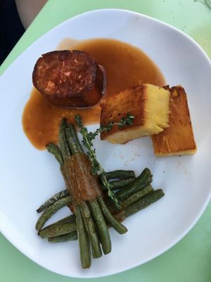 Filet mignon with potatoes and green asparagus   at Velani in Vienna