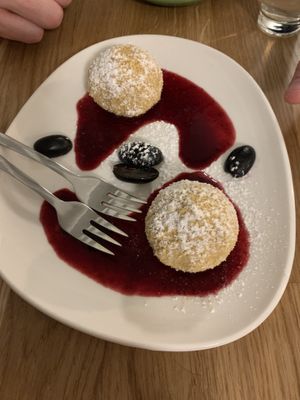 Sweet Nougat dumplings before first bite😄 at Velani in Vienna