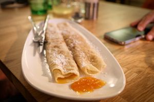 palatschinken with apricot jam at Velani in Vienna