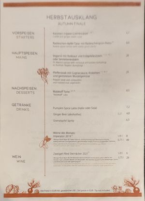 Autumn menu at Velani in Vienna