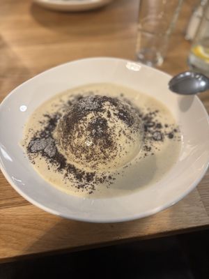 Germknödel mit hausgemachter Vanillesauce/ Sweet yeast dumpling filled with plum jam and home made vanilla sauce (seasonal special)  at Velani in Vienna