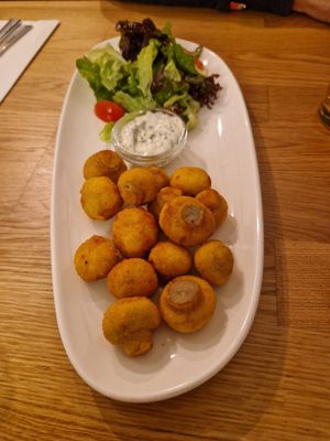 Breaded mushrooms at Velani in Vienna