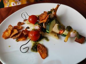 Brasilianische  Grillspieße mit  Polentaschnitten at Velani in Vienna