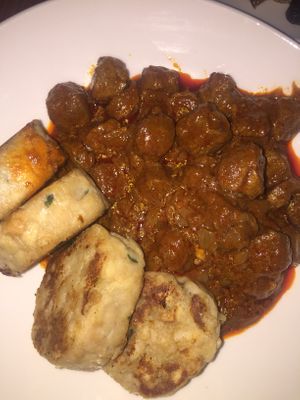 Soy Gulasch with knodel main, would get the pumpkin instead of soy next time  at Velani in Vienna