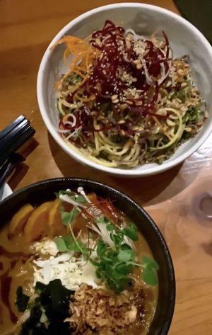 Vegan ramen & soba noodle salad. Incredible flavours!   at Red Light Ramen in Nelson