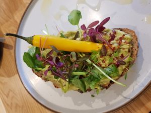 Avocado on sourdough at Happyccino in Wimborne