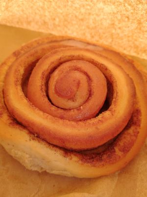 Vegan cinnamon scroll at Happyccino in Wimborne
