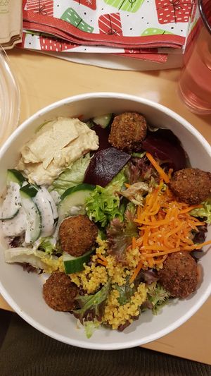 Falafel Salad with mint dressing and one slice of bread. Really recommend it! at Burgerheart in Ingolstadt