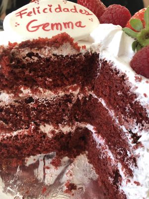 Red velvet inside  at Sweet Dreams in Mataro