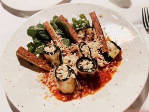 Main course zucchini rolls with tofu   at Pink Cricket in Tucepi