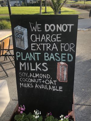 Free plant milk at The Coffee Mill in Auckland