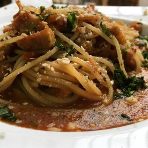 spaghetti at Maha Vegan Food in Bogota