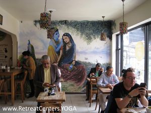 Main dining area at Maha Vegan Food in Bogota
