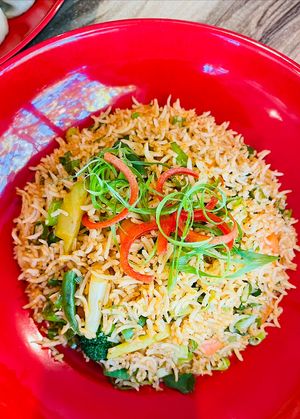 Authentic Basmati fried rice  at Momo Central in Melbourne
