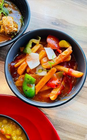 Chips chilli with sweet tangy and spicy tomato base sauce at Momo Central in Melbourne