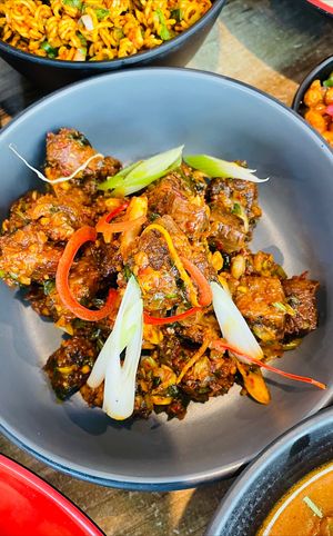 Soy chunks fried and marinated with chilli, garlic, spices and herbs at Momo Central in Melbourne