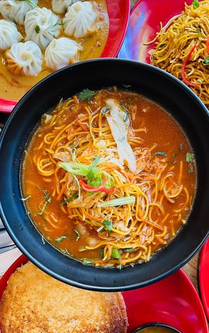 Nepalese style vegan noodle soup at Momo Central in Melbourne
