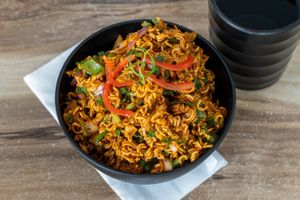 crunchy noodle salsa at Momo Central in Melbourne