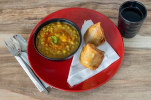 Samosa And pea curry at Momo Central in Melbourne