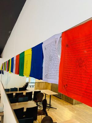 Peace flags in my restaurant  at Momo Central in Melbourne